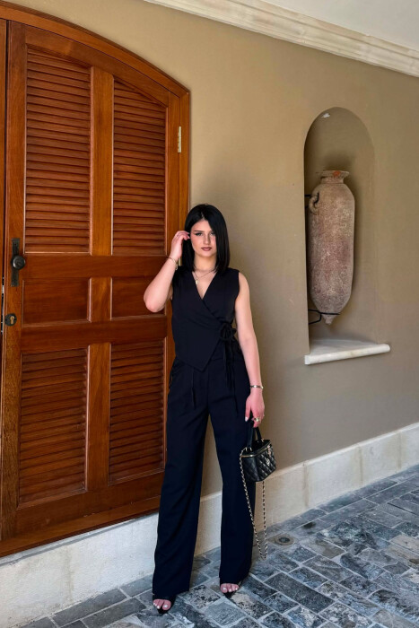 ONE COLOR VEST + TROUSERS WOMAN SET BLACK/ E ZEZE - 1