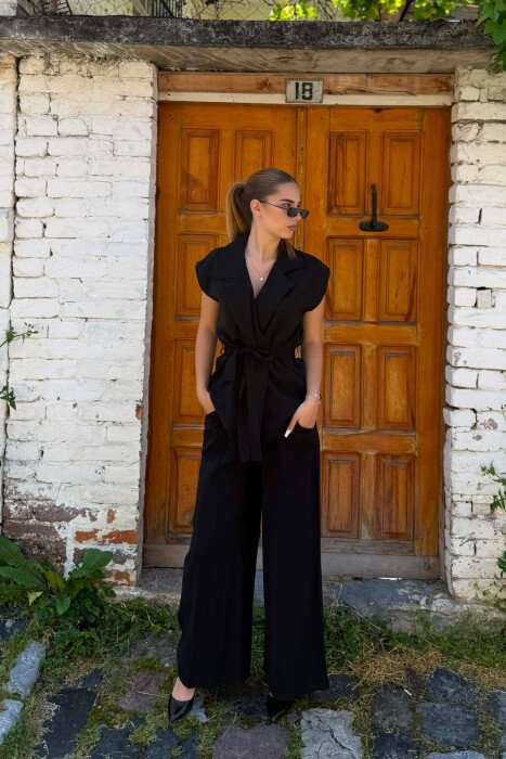 ONE COLOR VEST + TROUSERS WOMAN SET BLACK/ E ZEZE - 1