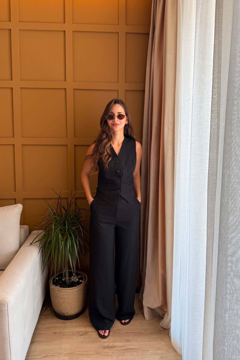 ONE COLOR VEST + TROUSERS WOMAN SET BLACK/ E ZEZE - 3
