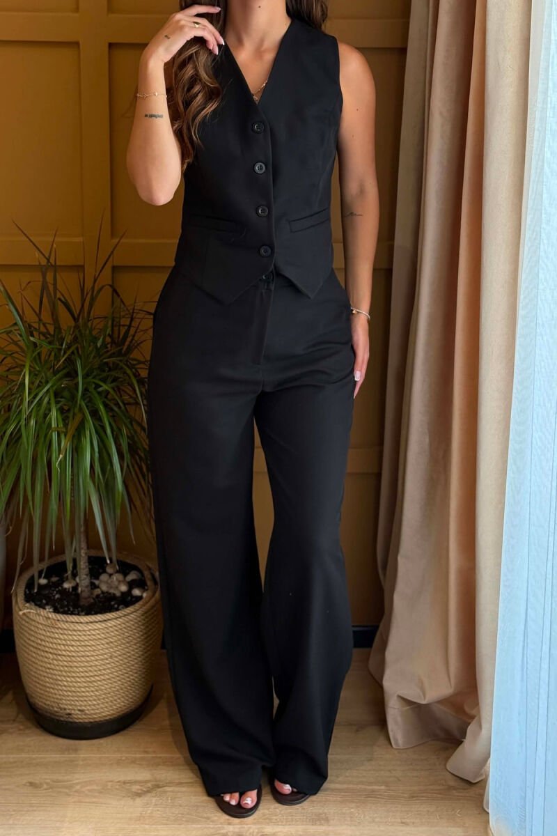 ONE COLOR VEST + TROUSERS WOMAN SET BLACK/ E ZEZE - 5