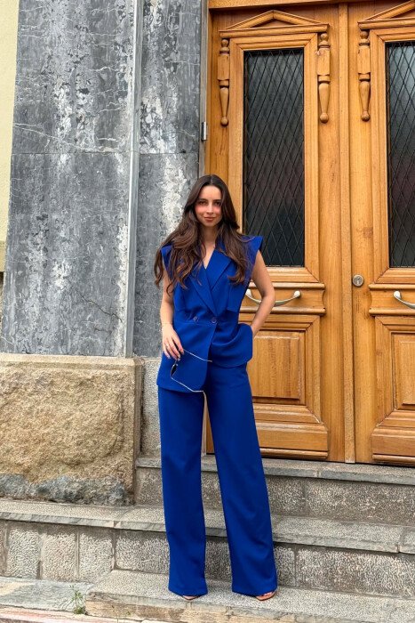 ONE COLOR VEST + TROUSERS WOMAN SET BLUE/BLU - 2