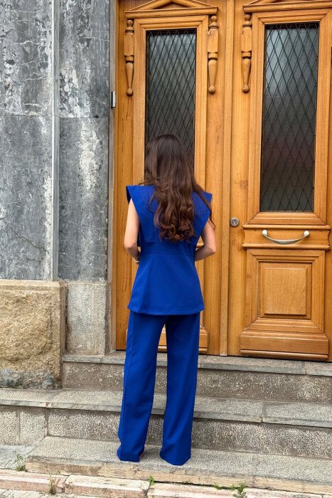 ONE COLOR VEST + TROUSERS WOMAN SET BLUE/BLU - 4