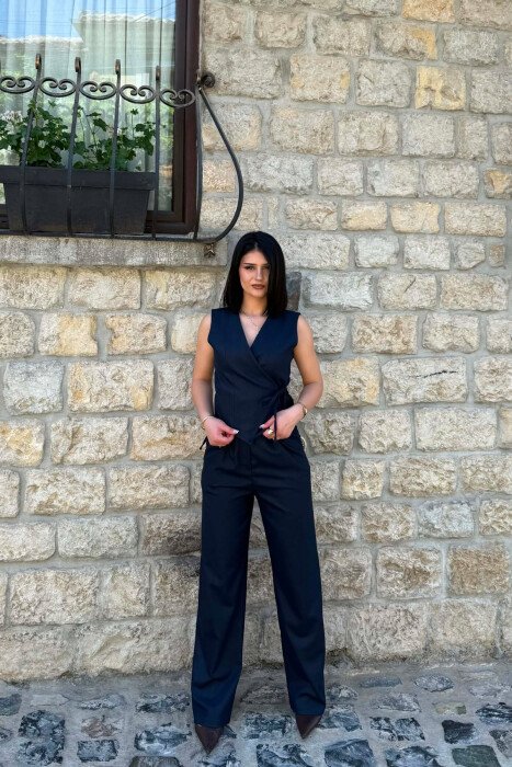 ONE COLOR VEST + TROUSERS WOMAN SET BLUE/BLU - 4