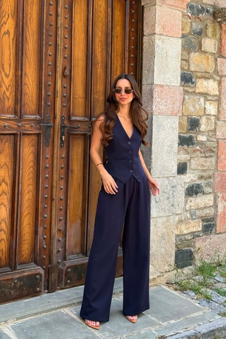 ONE COLOR VEST + TROUSERS WOMAN SET BLUE/BLU - 5