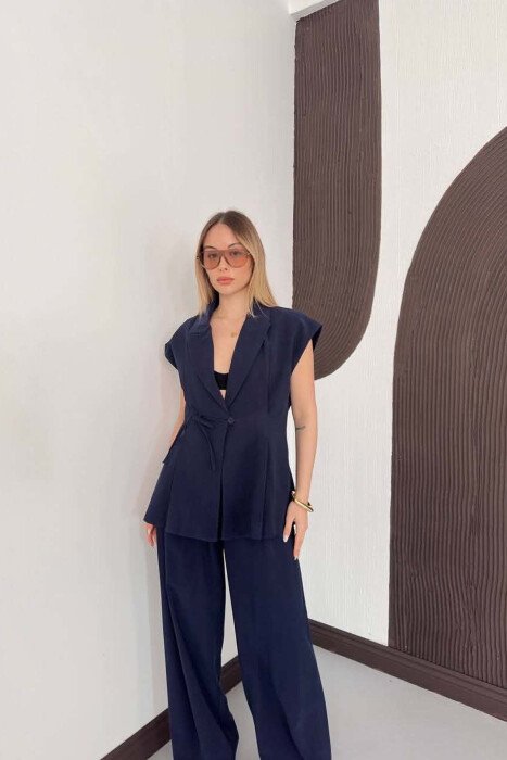 ONE COLOR VEST + TROUSERS WOMAN SET BLUE/BLU - 7