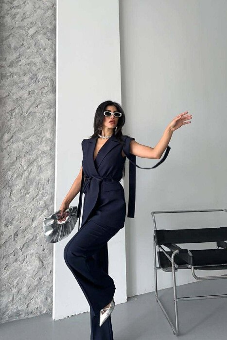 ONE COLOR VEST + TROUSERS WOMAN SET BLUE/BLU - 6