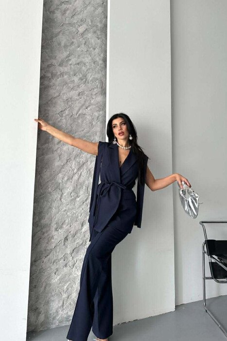 ONE COLOR VEST + TROUSERS WOMAN SET BLUE/BLU - 7