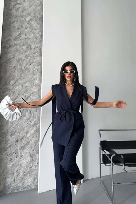 ONE COLOR VEST + TROUSERS WOMAN SET BLUE/BLU - 9