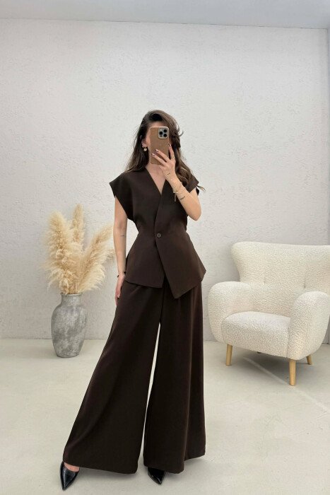 SET JELEK+PANTALLONA PER FEMRA NE NGJYRE KAFE 