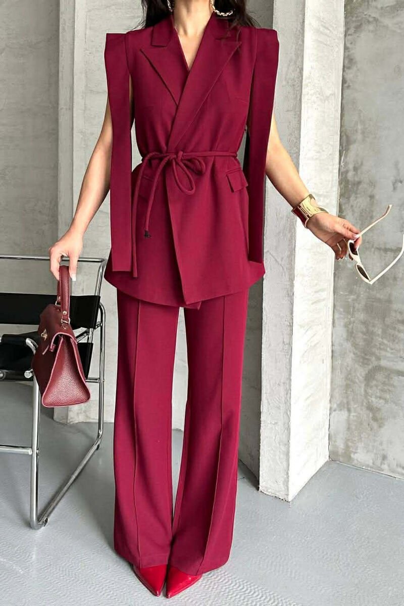 ONE COLOR VEST + TROUSERS WOMAN SET BURGUNDY/VISHNJE - 2