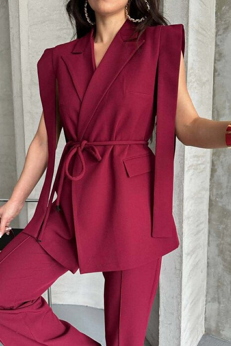ONE COLOR VEST + TROUSERS WOMAN SET BURGUNDY/VISHNJE - 3