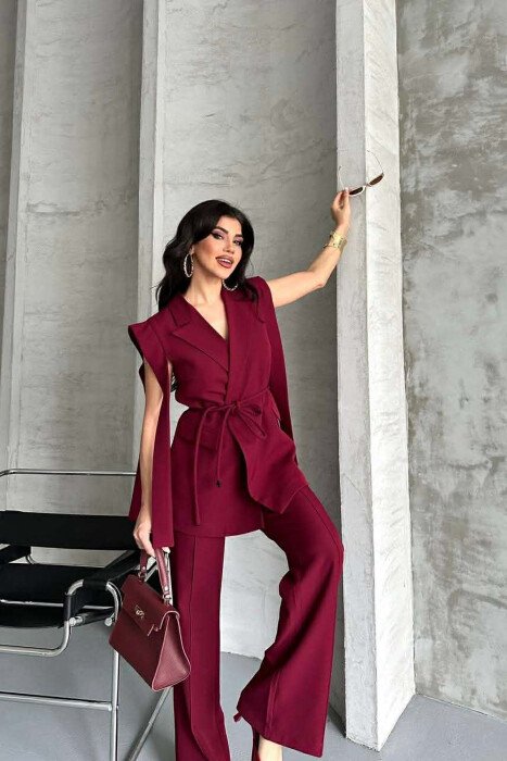 ONE COLOR VEST + TROUSERS WOMAN SET BURGUNDY/VISHNJE - 6