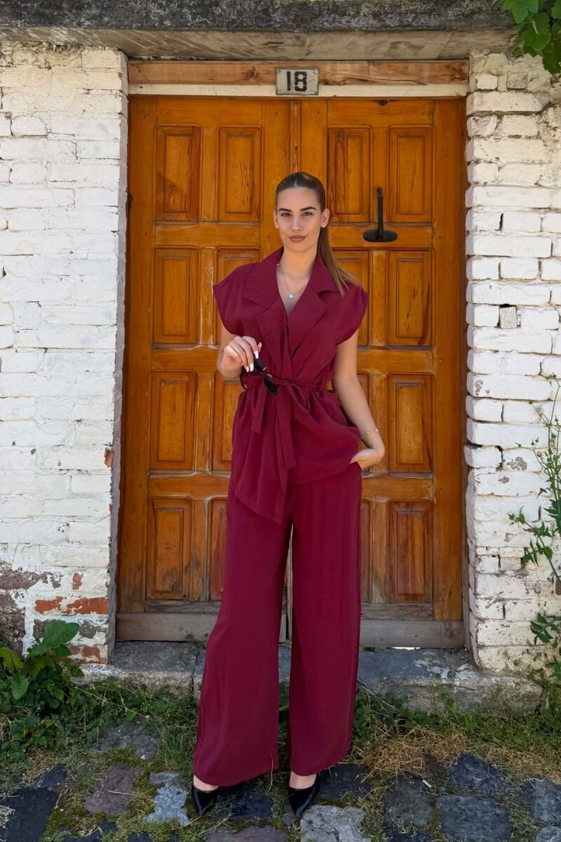 ONE COLOR VEST + TROUSERS WOMAN SET BURGUNDY/VISHNJE - 1