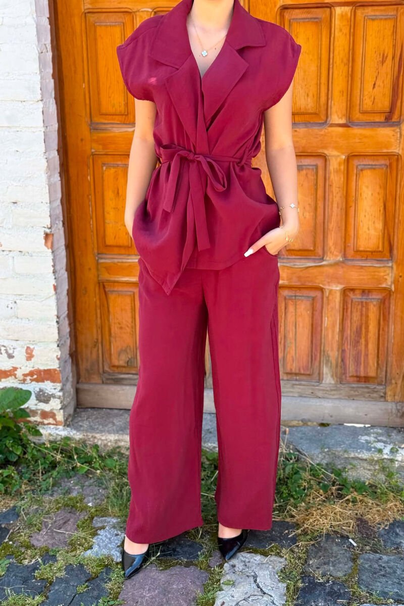 ONE COLOR VEST + TROUSERS WOMAN SET BURGUNDY/VISHNJE - 2