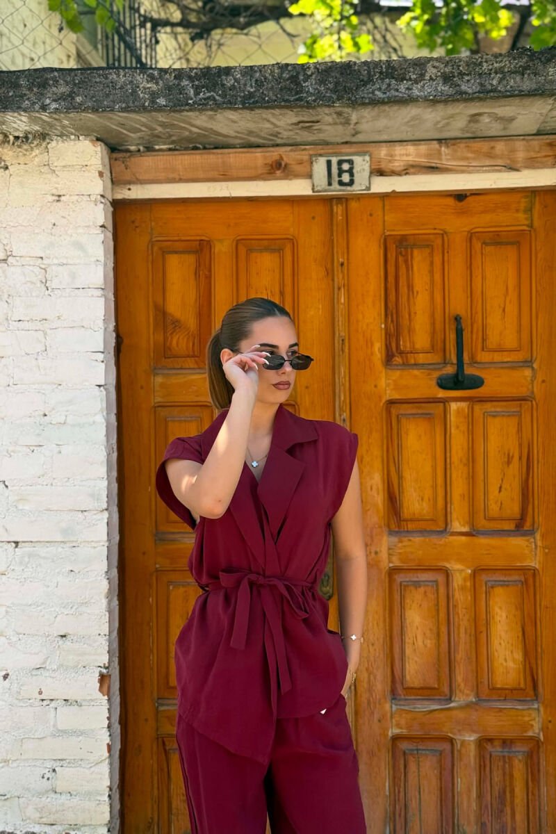 ONE COLOR VEST + TROUSERS WOMAN SET BURGUNDY/VISHNJE - 3