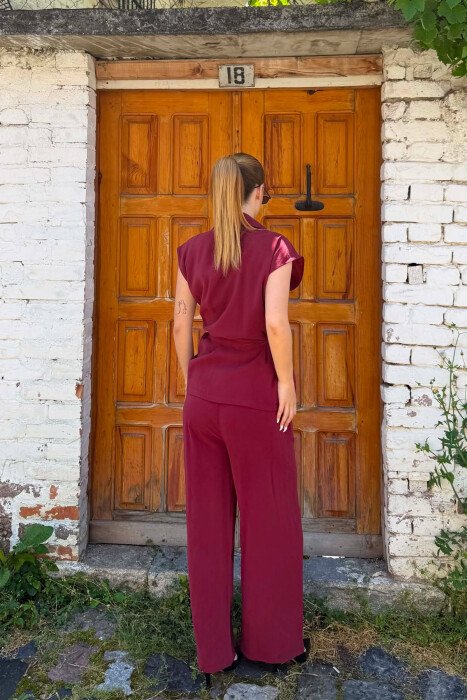 ONE COLOR VEST + TROUSERS WOMAN SET BURGUNDY/VISHNJE - 4