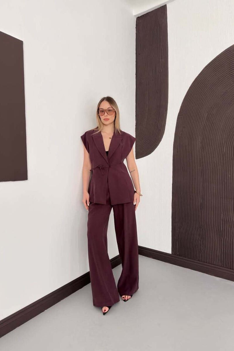 ONE COLOR VEST + TROUSERS WOMAN SET BURGUNDY/VISHNJE - 1