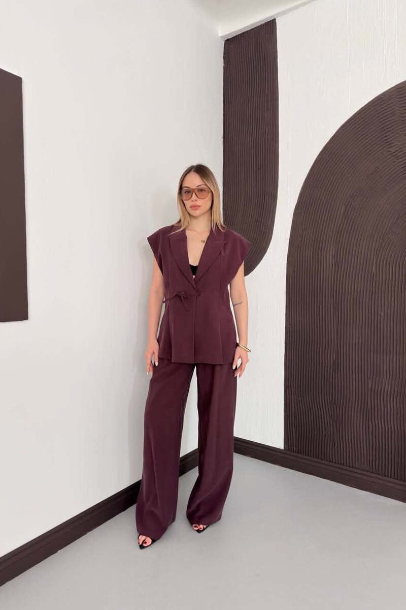 ONE COLOR VEST + TROUSERS WOMAN SET BURGUNDY/VISHNJE - 2