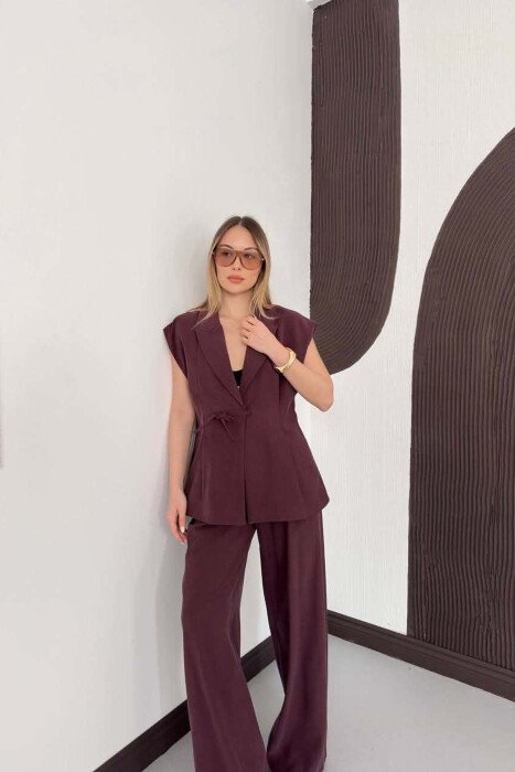 ONE COLOR VEST + TROUSERS WOMAN SET BURGUNDY/VISHNJE - 3