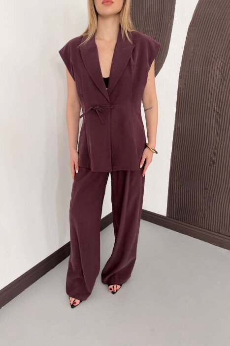 ONE COLOR VEST + TROUSERS WOMAN SET BURGUNDY/VISHNJE - 4