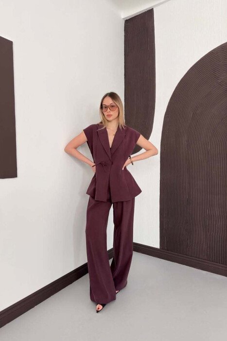 ONE COLOR VEST + TROUSERS WOMAN SET BURGUNDY/VISHNJE - 5