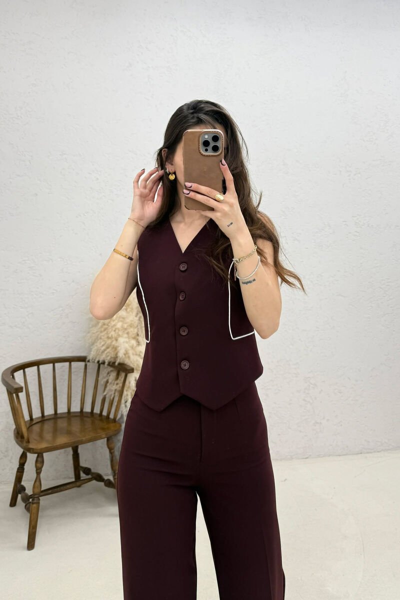 ONE COLOR VEST + TROUSERS WOMAN SET BURGUNDY/VISHNJE - 3