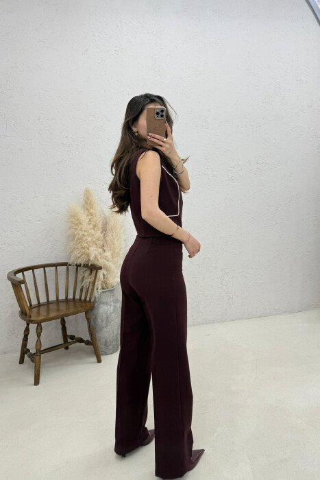 ONE COLOR VEST + TROUSERS WOMAN SET BURGUNDY/VISHNJE - 5