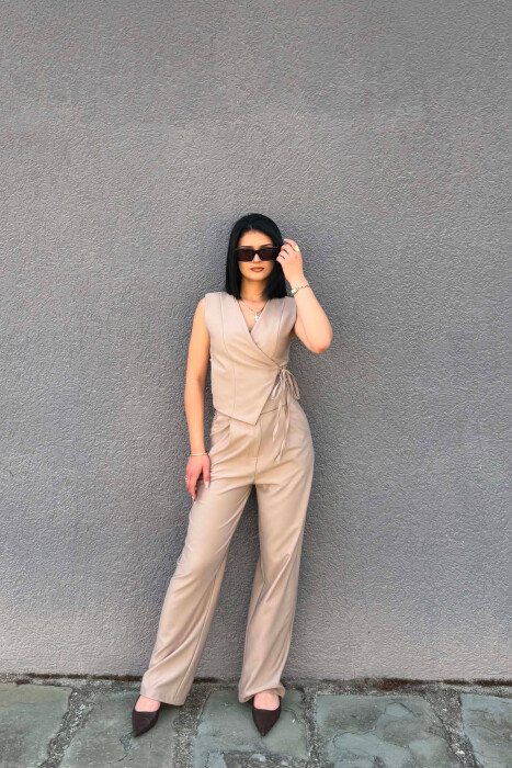 ONE COLOR VEST + TROUSERS WOMAN SET DARK BEIGE/BEZHE ERRET 