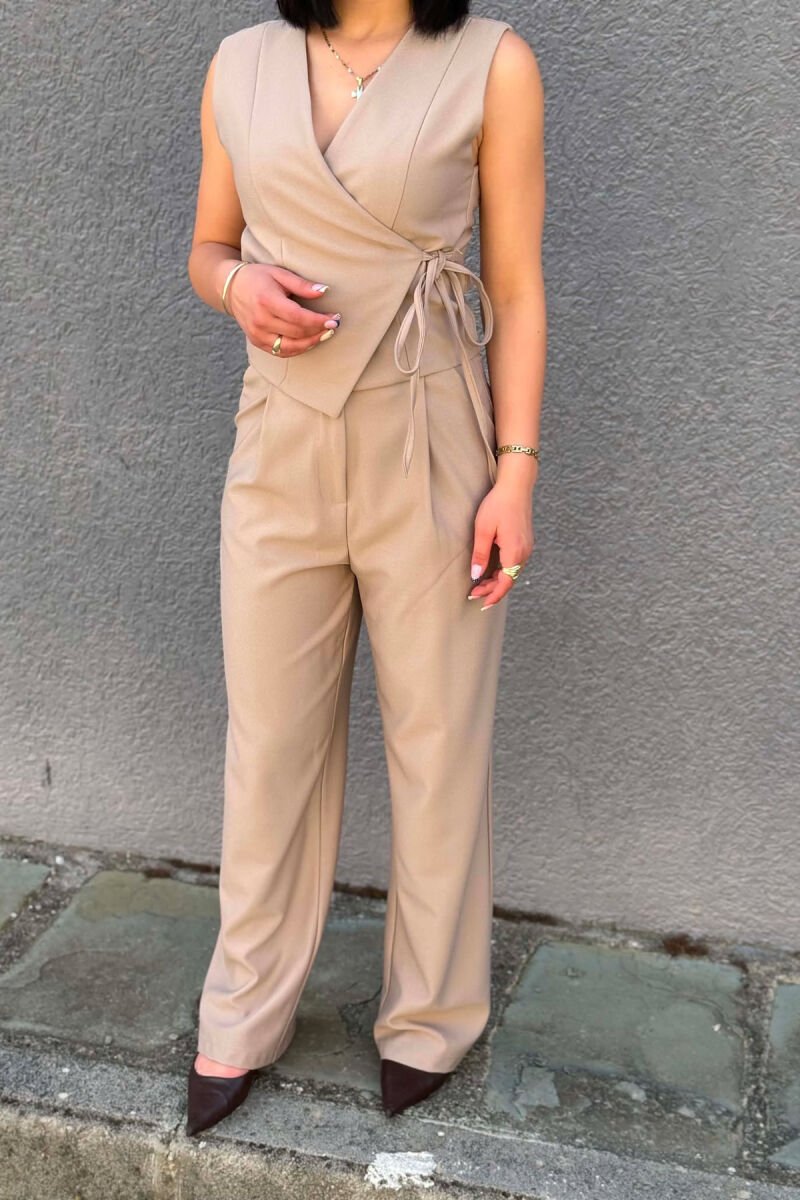 ONE COLOR VEST + TROUSERS WOMAN SET DARK BEIGE/BEZHE ERRET - 2