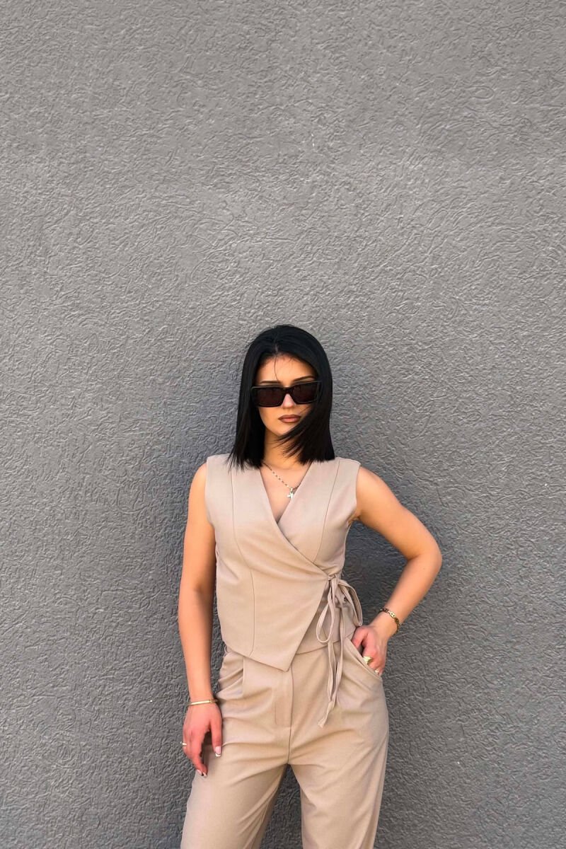 ONE COLOR VEST + TROUSERS WOMAN SET DARK BEIGE/BEZHE ERRET - 3