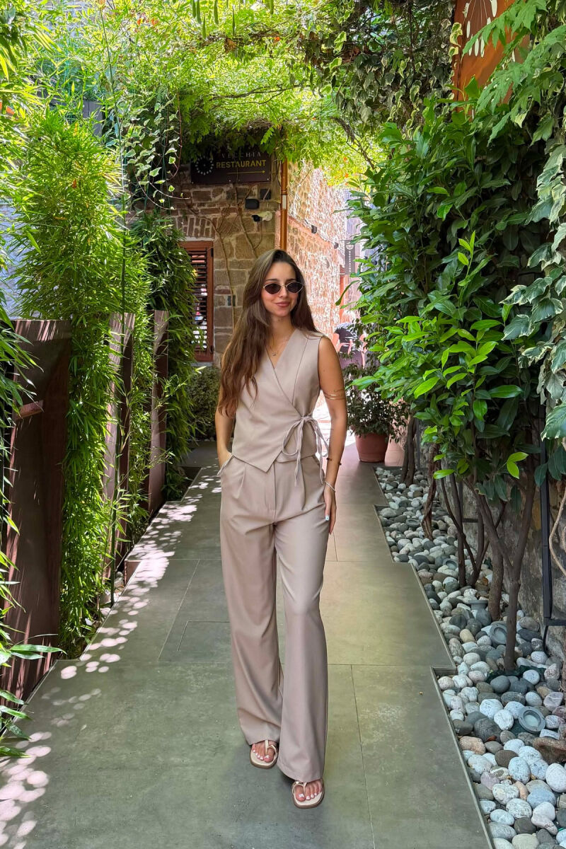 ONE COLOR VEST + TROUSERS WOMAN SET DARK BEIGE/BEZHE ERRET - 2