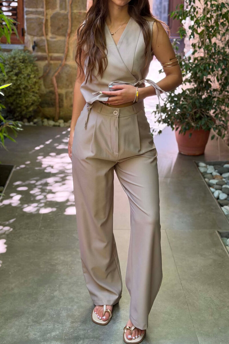 ONE COLOR VEST + TROUSERS WOMAN SET DARK BEIGE/BEZHE ERRET - 4