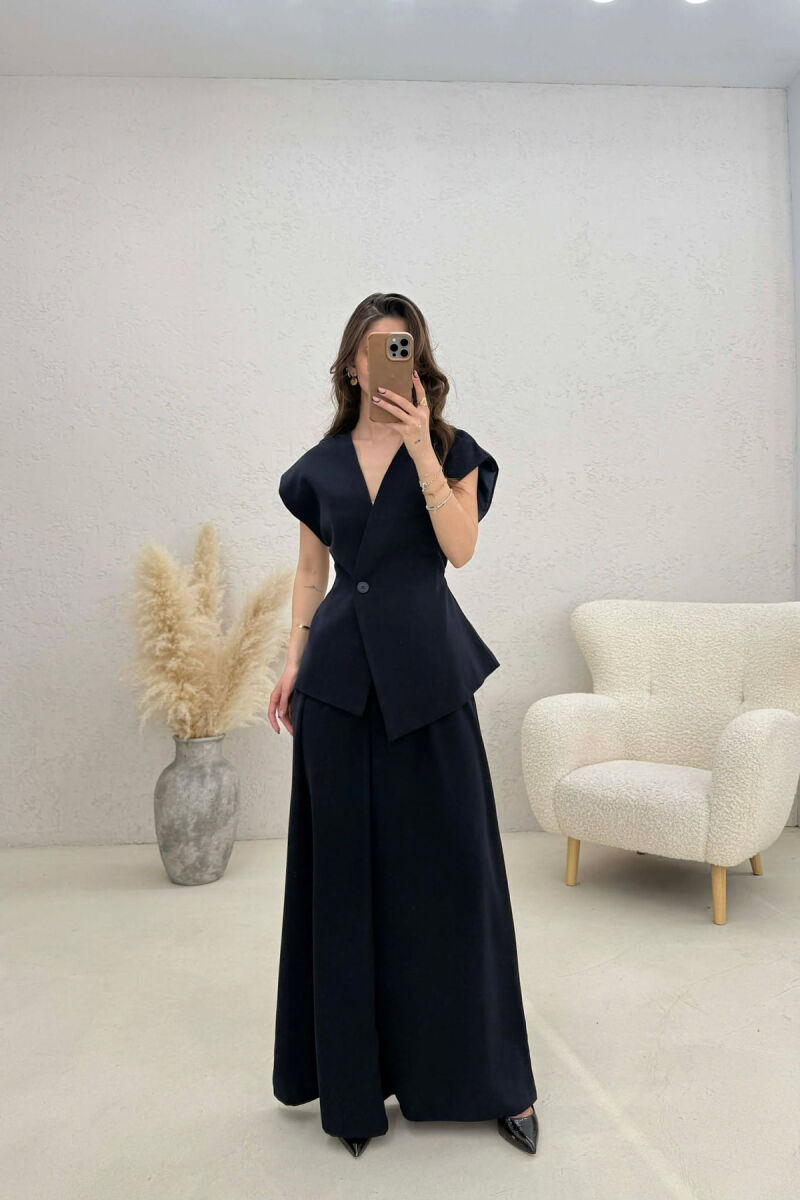 ONE COLOR VEST + TROUSERS WOMAN SET DARK BLUE/BEE - 2