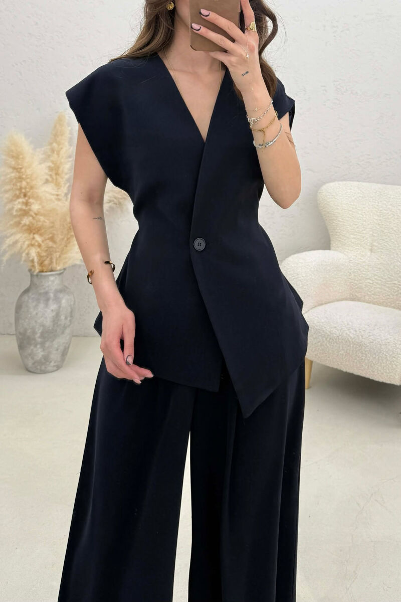 ONE COLOR VEST + TROUSERS WOMAN SET DARK BLUE/BEE - 4