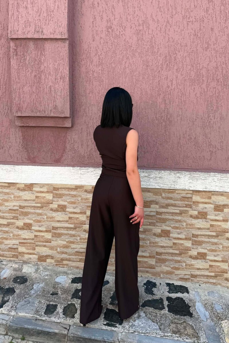 ONE COLOR VEST + TROUSERS WOMAN SET DARK BROWN/KAE - 5