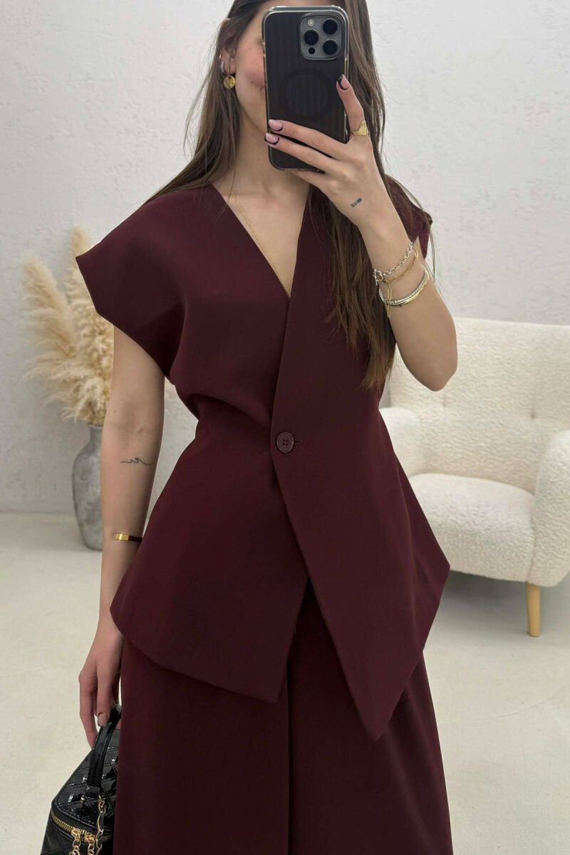 ONE COLOR VEST + TROUSERS WOMAN SET DARK BURGUNDY/VISHNJE E ERRET - 3