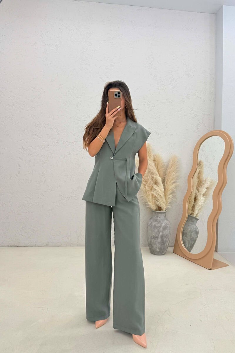 ONE COLOR VEST + TROUSERS WOMAN SET DARK GREEN/JEE - 1