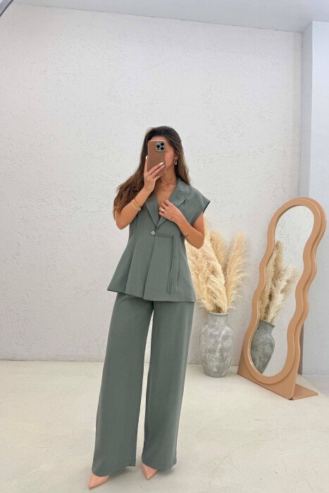 ONE COLOR VEST + TROUSERS WOMAN SET DARK GREEN/JEE - 2