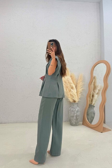 ONE COLOR VEST + TROUSERS WOMAN SET DARK GREEN/JEE - 4