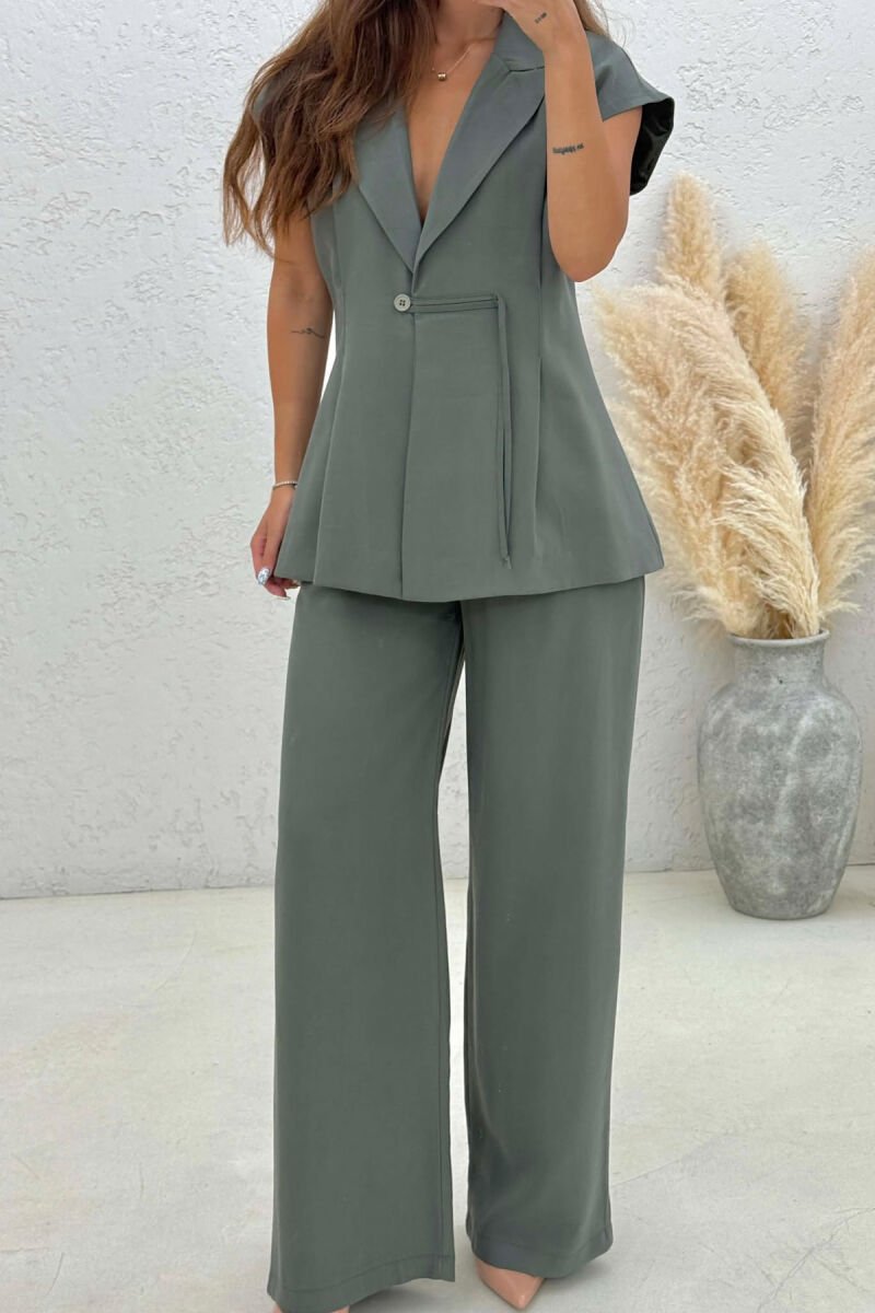 ONE COLOR VEST + TROUSERS WOMAN SET DARK GREEN/JEE - 5