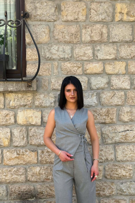 ONE COLOR VEST + TROUSERS WOMAN SET DARK GREY/GEE - 2