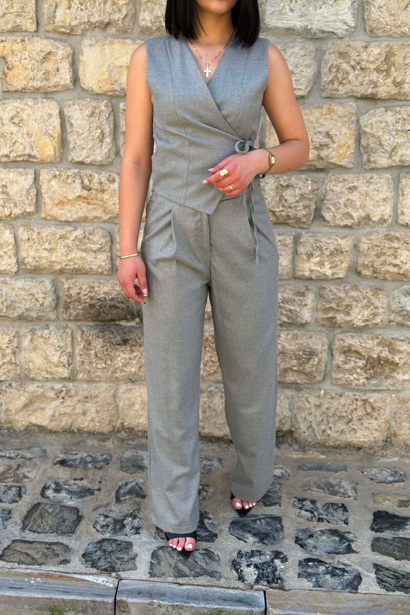 ONE COLOR VEST + TROUSERS WOMAN SET DARK GREY/GEE - 3