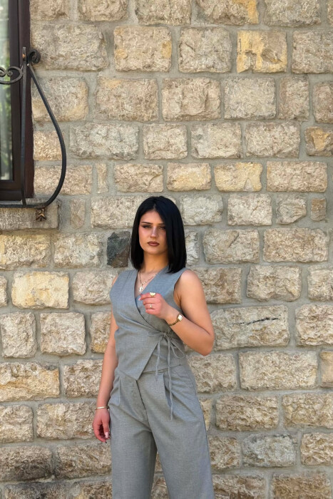 ONE COLOR VEST + TROUSERS WOMAN SET DARK GREY/GEE - 4