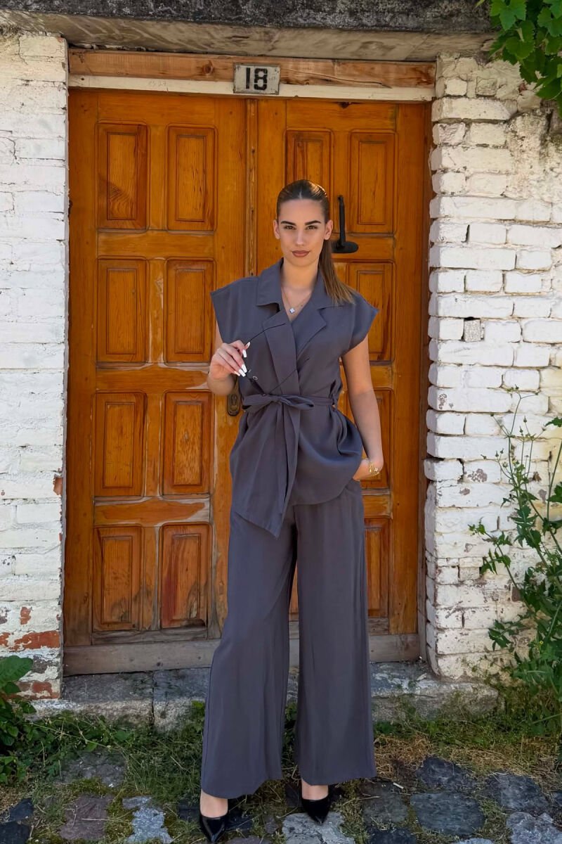 ONE COLOR VEST + TROUSERS WOMAN SET GREY ASH/GRI HIRI - 1