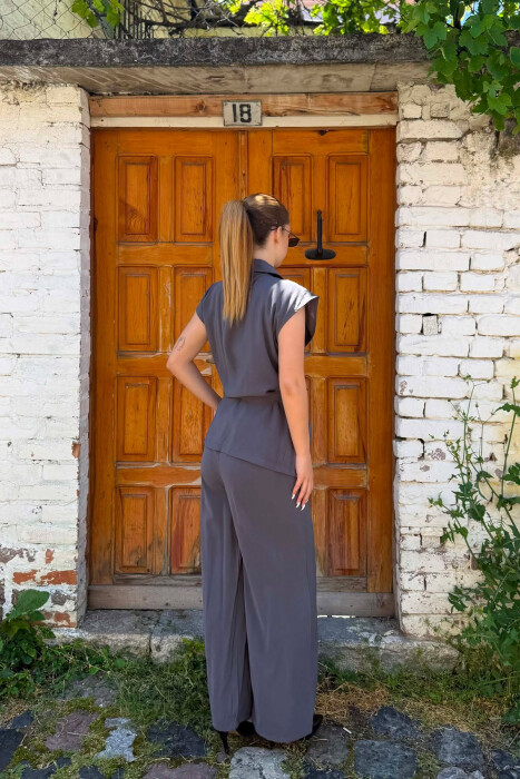 ONE COLOR VEST + TROUSERS WOMAN SET GREY ASH/GRI HIRI - 4