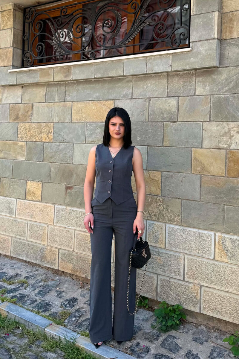 ONE COLOR VEST + TROUSERS WOMAN SET GREY/GRI - 1