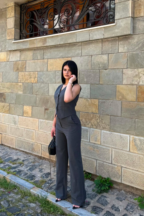 ONE COLOR VEST + TROUSERS WOMAN SET GREY/GRI - 4