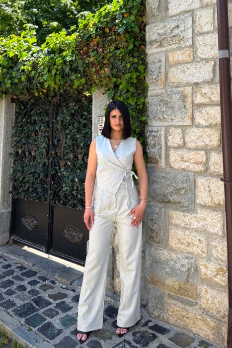 ONE COLOR VEST + TROUSERS WOMAN SET LIGHT GREY/GZ 