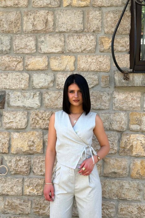 ONE COLOR VEST + TROUSERS WOMAN SET LIGHT GREY/GZ - 3