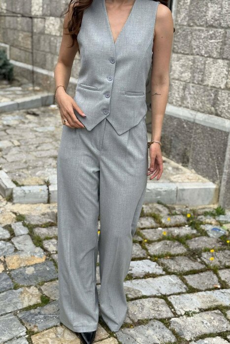 ONE COLOR VEST + TROUSERS WOMAN SET LIGHT GREY/GZ - 2